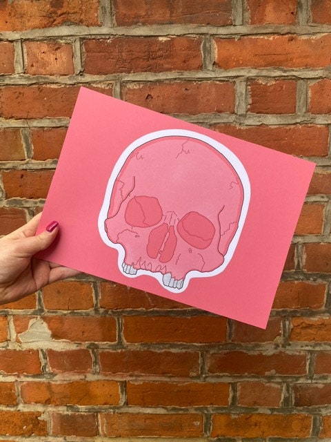 Pink Skull Print, Halloween Decor, Horror Gift, Horror Decor, Horror Print, Spooky Decor, Spooky Art