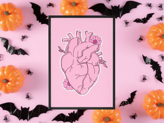 Human Heart, Halloween Decor, Horror Gift, Horror Decor, Horror Print, Spooky Decor, Spooky Art, Human Anatomy, Oddities, Macabre