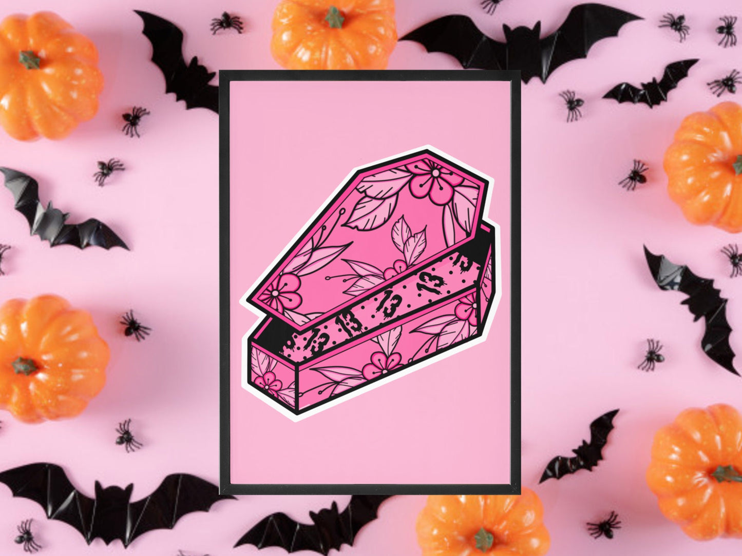 Pink Coffin Print, Halloween Decor, Horror Gift, Horror Decor, Horror Print, Spooky Decor, Spooky Art