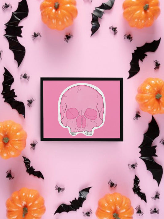 Pink Skull Print, Halloween Decor, Horror Gift, Horror Decor, Horror Print, Spooky Decor, Spooky Art