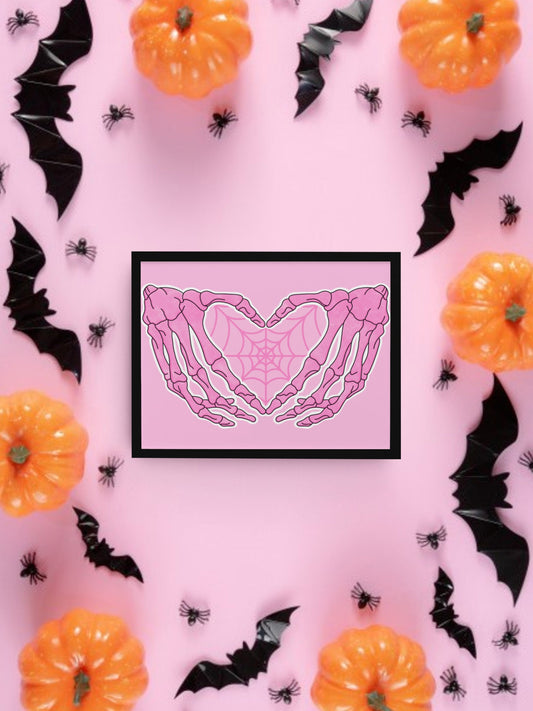 Skeleton Spiderweb Heart Hands, Halloween Decor, Horror Gift, Horror Decor, Horror Print, Spooky Decor, Spooky Art