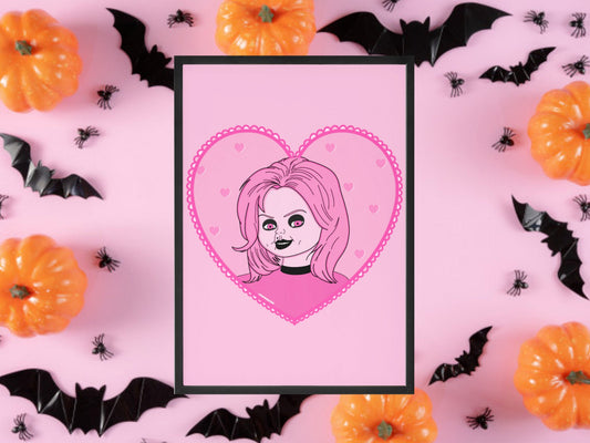 Tiffany Valentine Childs Play Inspired Print, Halloween Decor, Horror Gift, Horror Decor, Horror Print, Spooky Decor, Spooky Art