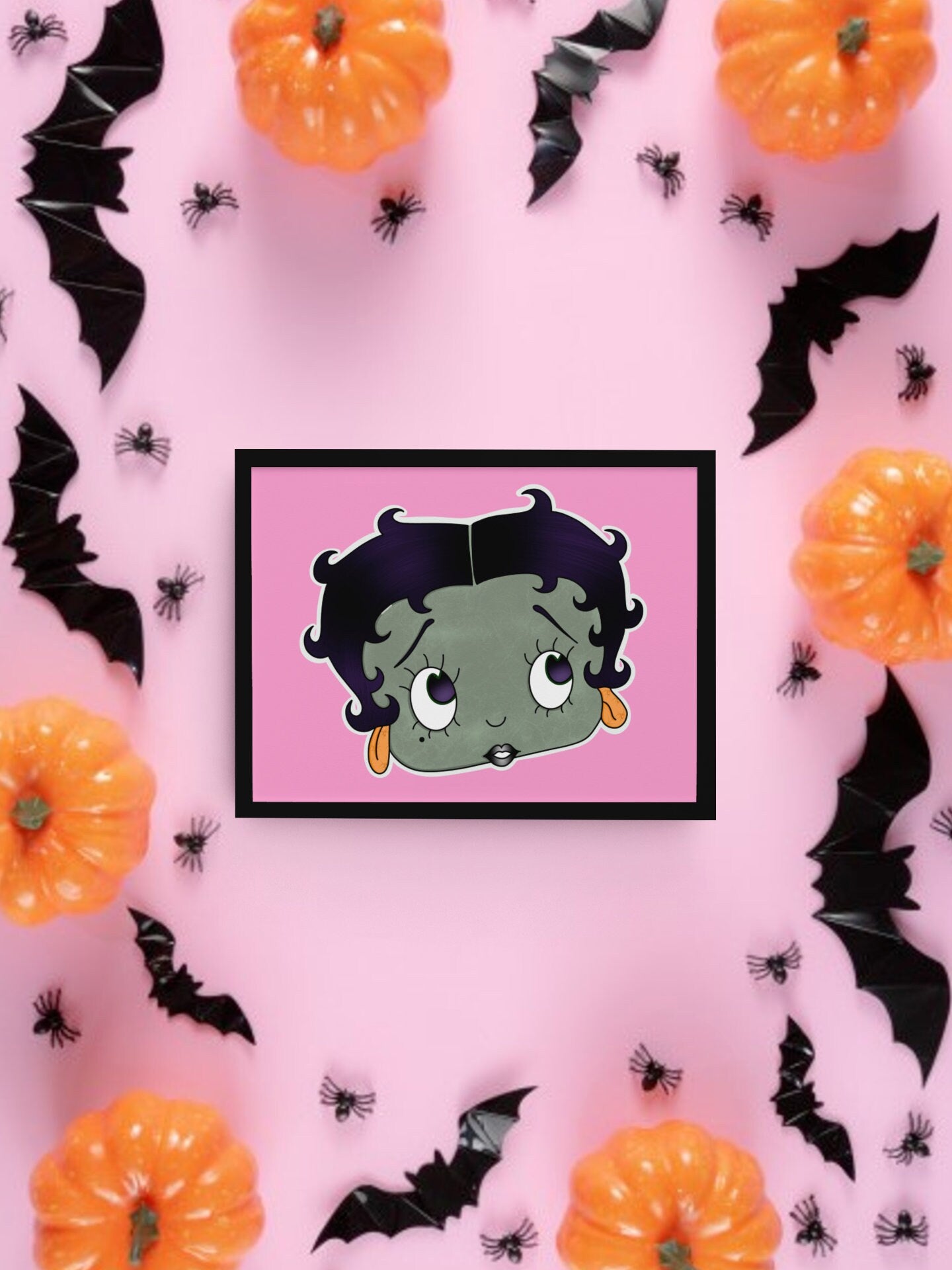 Betty Boop Zombie Inspired Print, Halloween Decor, Horror Gift, Horror Decor, Horror Print, Spooky Decor, Spooky Art