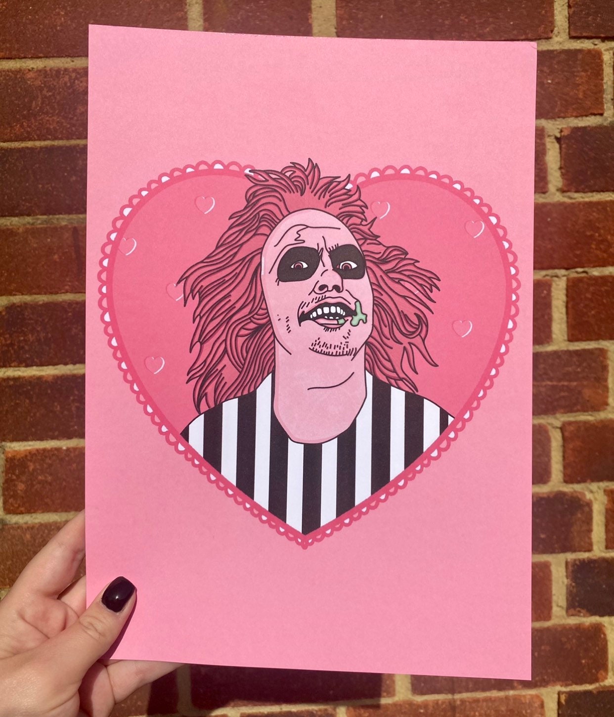 Beetlejuice Inspired Print, Horror Heart, Horror Gift, Horror Decor, Horror Print, Spooky Decor, Spooky Art, Ghost, Tim Burton