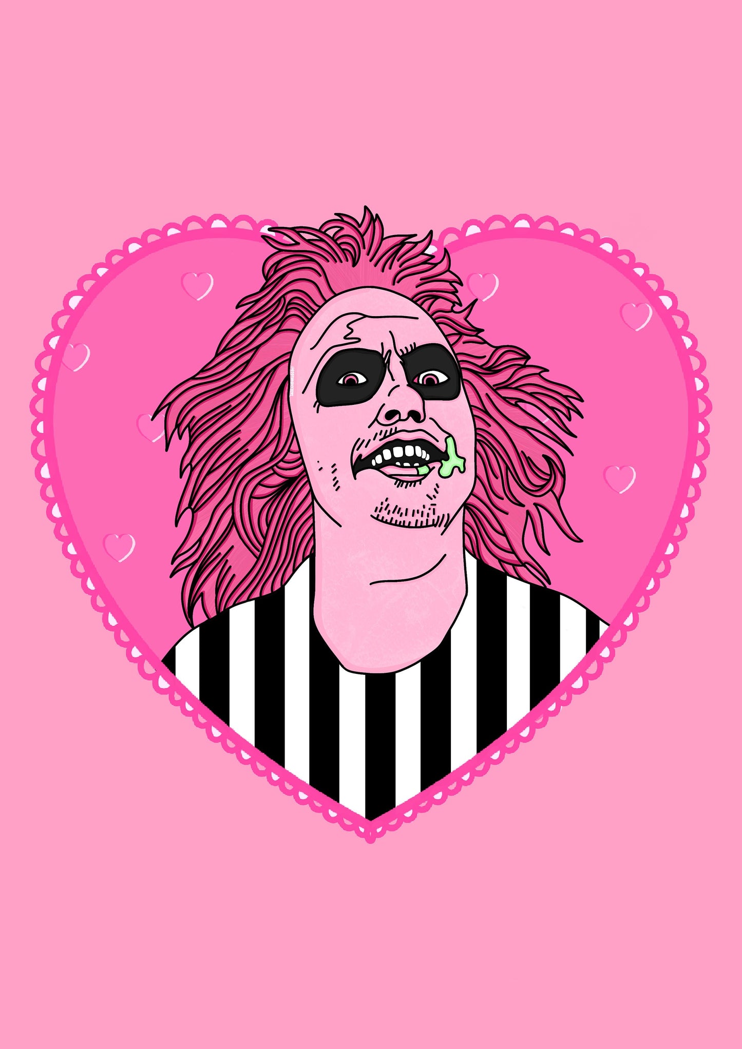 Beetlejuice Inspired Print, Horror Heart, Horror Gift, Horror Decor, Horror Print, Spooky Decor, Spooky Art, Ghost, Tim Burton