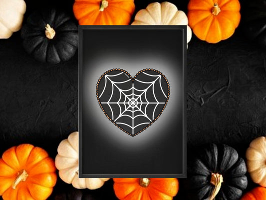 Halloween Cobweb Heart Print, Halloween Decor, Horror Gift, Horror Decor, Horror Print, Spooky Decor, Spooky Art