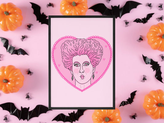 Winifred Sanderson, Hocus Pocus Inspired Print, Halloween Decor, Horror Gift, Horror Decor, Horror Print, Spooky Decor, Spooky Art