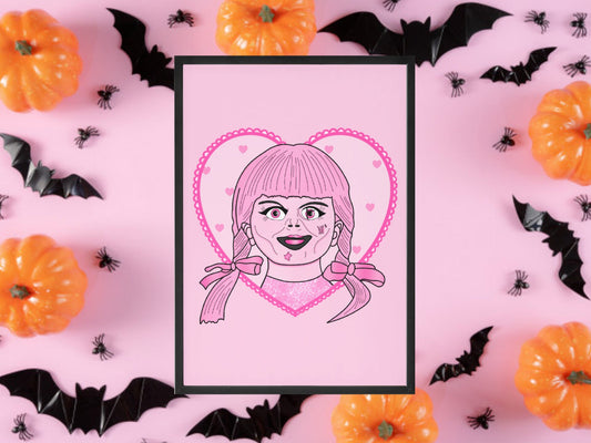 Annabelle Inspired Print, Conjuring Movie, Halloween Decor, Horror Gift, Horror Decor, Horror Print, Spooky Decor, Spooky Art