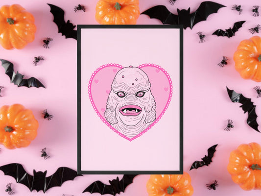 Creature From The Black Lagoon Inspired Print, Halloween Decor, Horror Gift, Horror Decor, Horror Print, Spooky Decor, Spooky Art