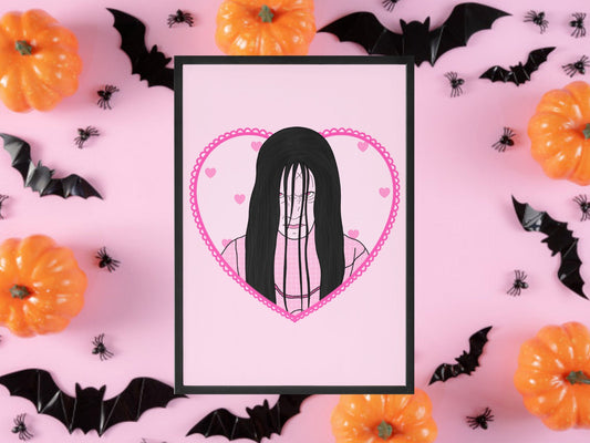 Samara The Ring Inspired Print, Halloween Decor, Horror Gift, Horror Decor, Horror Print, Spooky Decor, Horror Movies, Horror Art