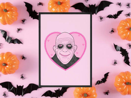 Uncle Fester, The Addams Family Inspired Print, Halloween Decor, Horror Gift, Horror Decor, Horror Print, Spooky Decor, Spooky Art