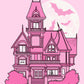 Pink Haunted House, Halloween Decor, Horror Gift, Horror Decor, Horror Print, Spooky Decor, Spooky Art, Pink Halloween