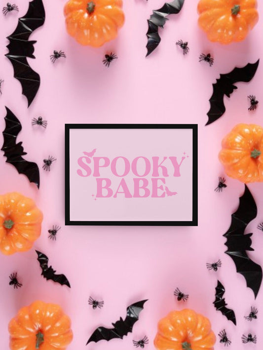 Pink Spooky Babe Print, Halloween Decor, Horror Gift, Horror Decor, Horror Print, Spooky Decor, Spooky Art, Pink Halloween, Pink Doll