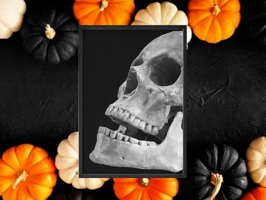 Black and Grey Skull Print, Halloween Decor, Horror Gift, Horror Decor, Horror Print, Spooky Decor, Spooky Art, Halloween Art, Halloween