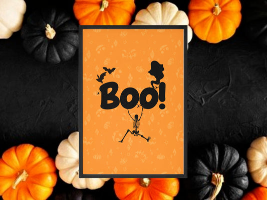 Orange Boo Print, Halloween Decor, Horror Gift, Horror Decor, Horror Print, Spooky Decor, Spooky Art, Halloween Art, Halloween