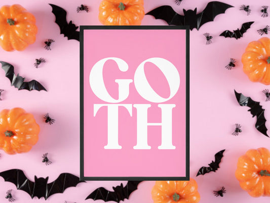 Pink Goth Print, Halloween Decor, Horror Gift, Horror Decor, Horror Print, Spooky Decor, Spooky Art, Pink Halloween