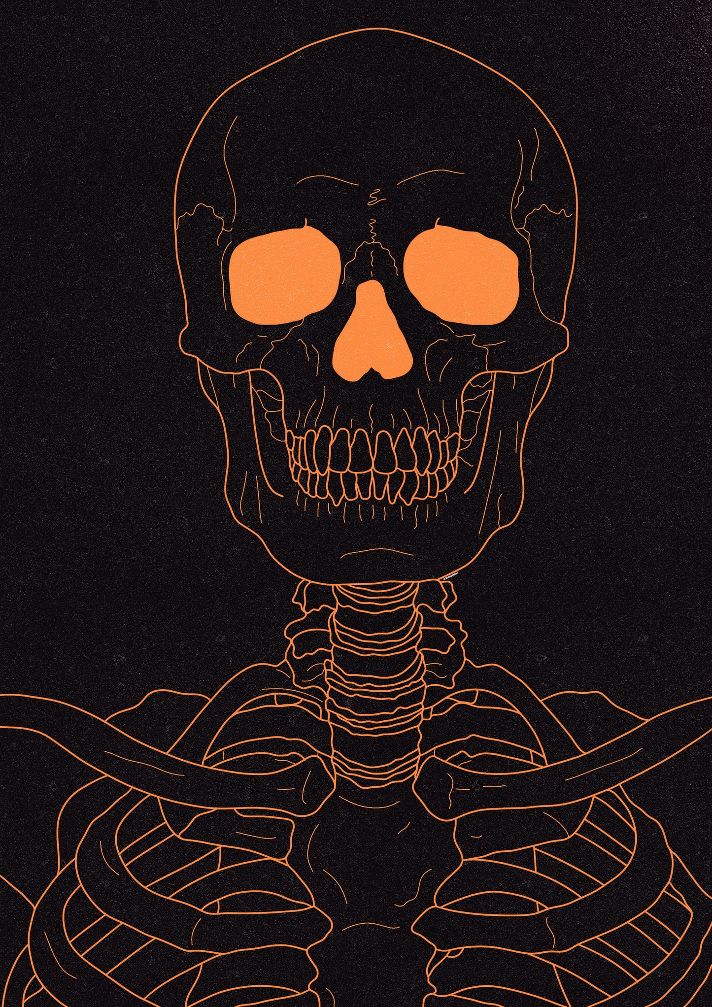 Orange Skeleton, Halloween Decor, Horror Gift, Horror Decor, Horror Print, Spooky Decor, Spooky Art, Halloween Art, Halloween