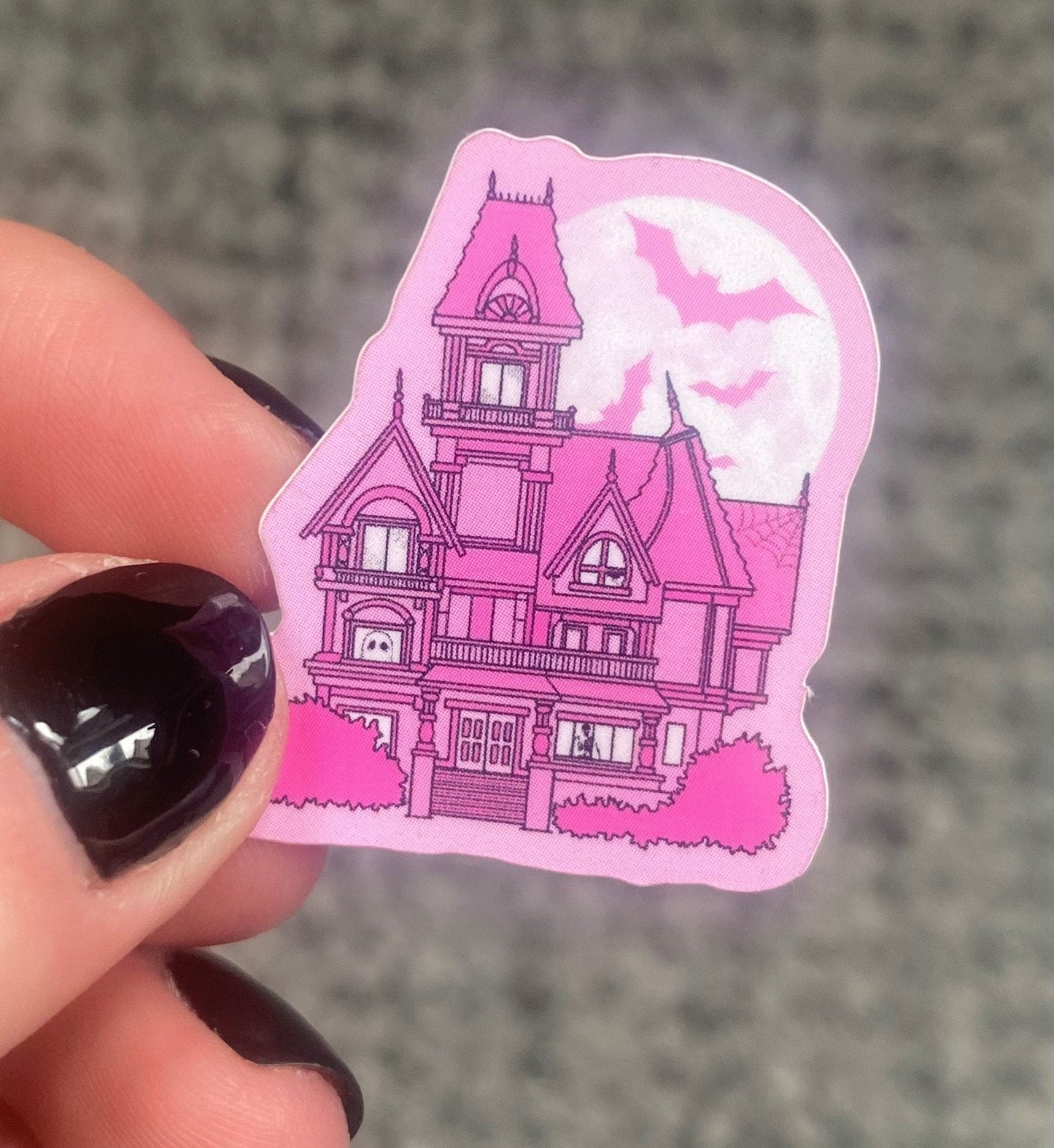 Pink Haunted House Halloween Sticker, Halloween Sticker, Spooky Sticker, Spooky Art, Halloween Art, Halloween, Pink Halloween, Pinkween